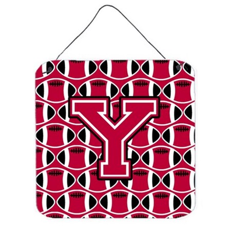 Carolines Treasures Letter Y Football Crimson and White Wall or Door Hanging Prints CJ1079-YDS66